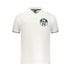 North Sails Bianco Cotton Men’s Polo shirt displayed on a hanger, featuring a classic collar and short sleeves.