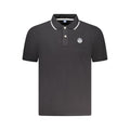 Black cotton men's polo shirt by North Sails featuring a classic collar and short sleeves.