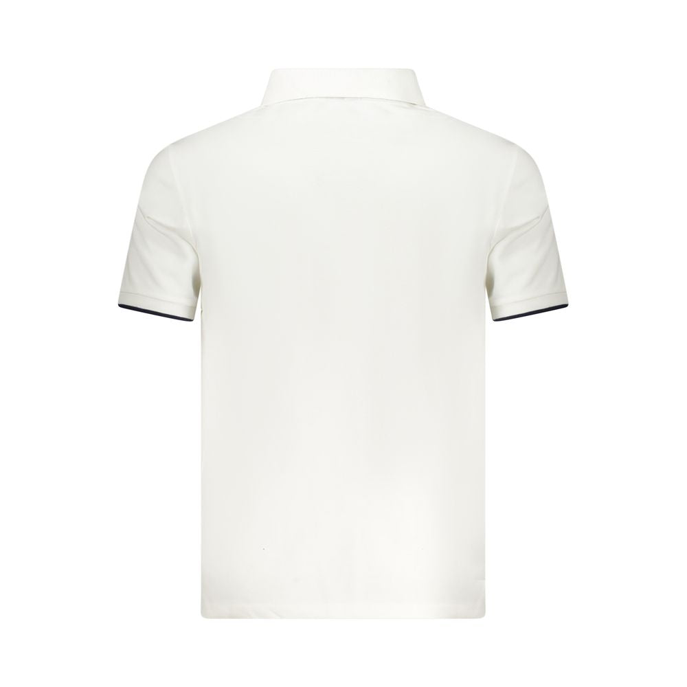 North Sails Bianco cotton men's polo shirt displayed on a hanger, featuring a classic design and collar detail.