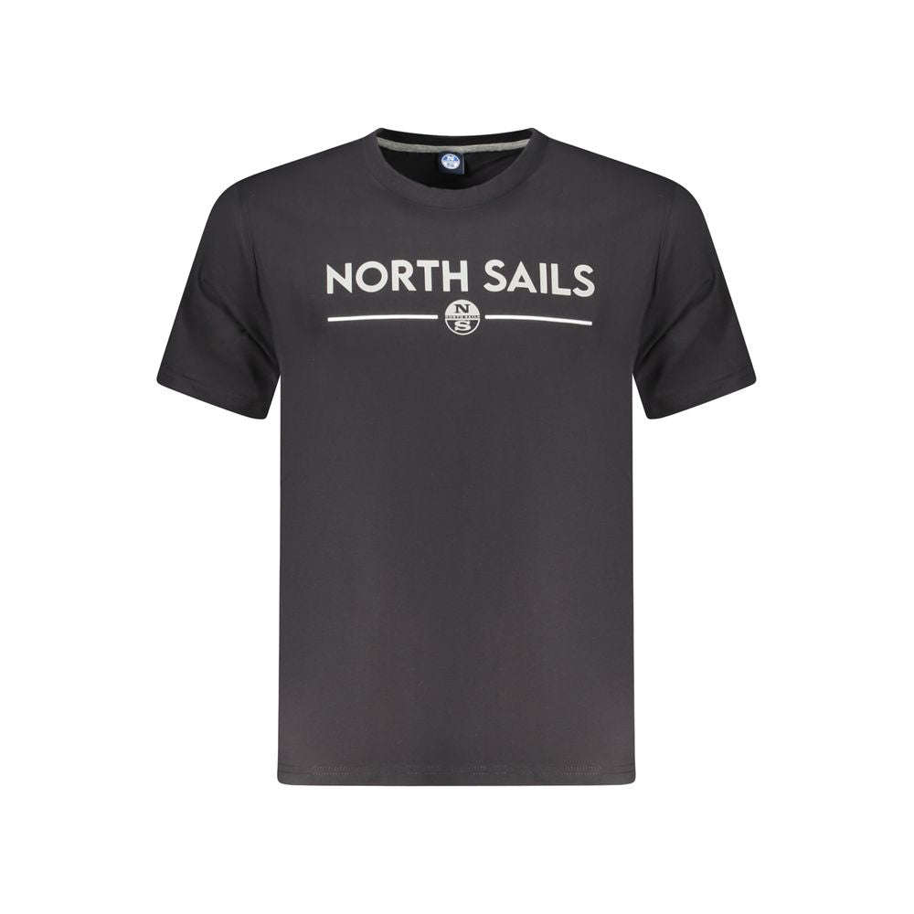 Black North Sails cotton men's T-shirt with a crew neckline, showcasing a comfortable fit and casual style.