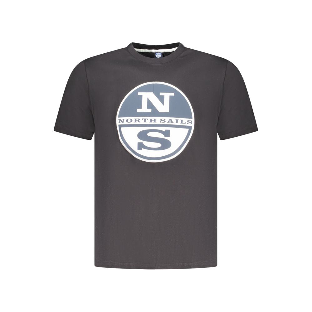 Black North Sails men's cotton T-shirt with crew neckline and short sleeves, casual and comfortable for everyday wear.