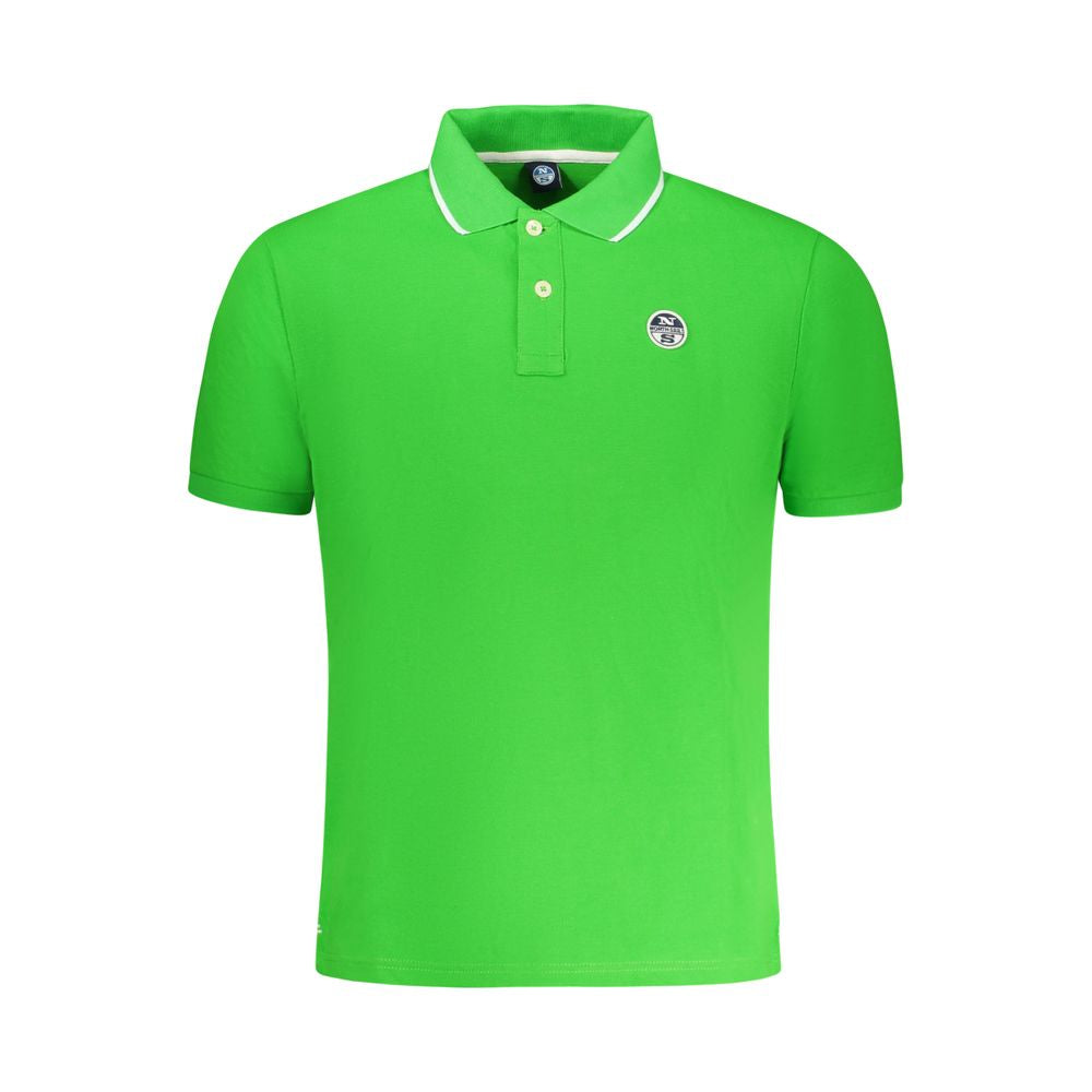 North Sails Verde cotton men's polo shirt displayed on a hanger, featuring a classic collar and short sleeves.