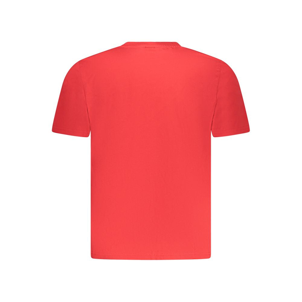 Red cotton men's T-shirt by North Sails with a classic fit and crew neck, displayed flat on a white background.