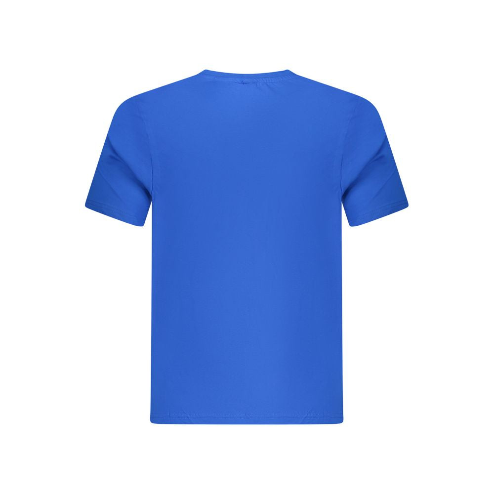 North Sails blue cotton men's T-shirt laid flat, showcasing casual crewneck style and soft fabric for everyday wear