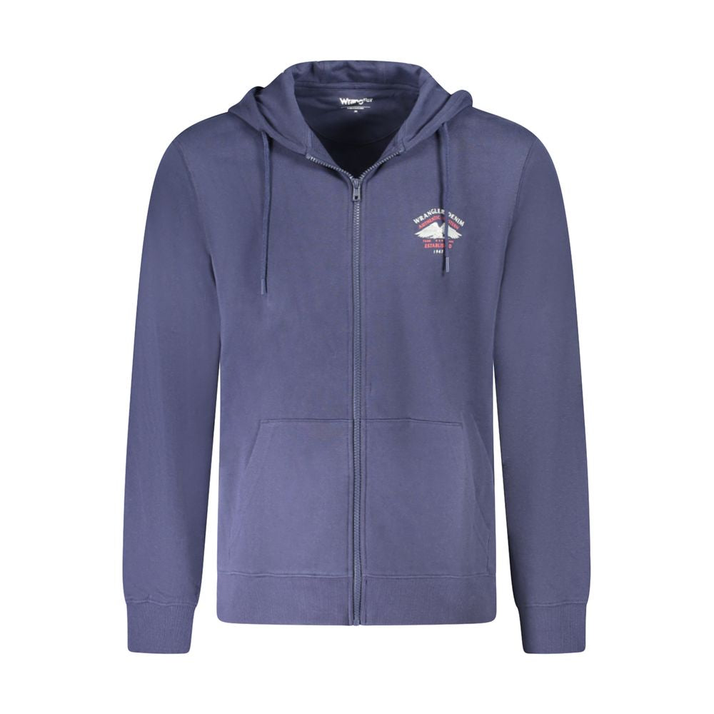 Wrangler Blu Cotton Men's Hoodie displaying front view with hood and long sleeves, casual style for comfortable wear.