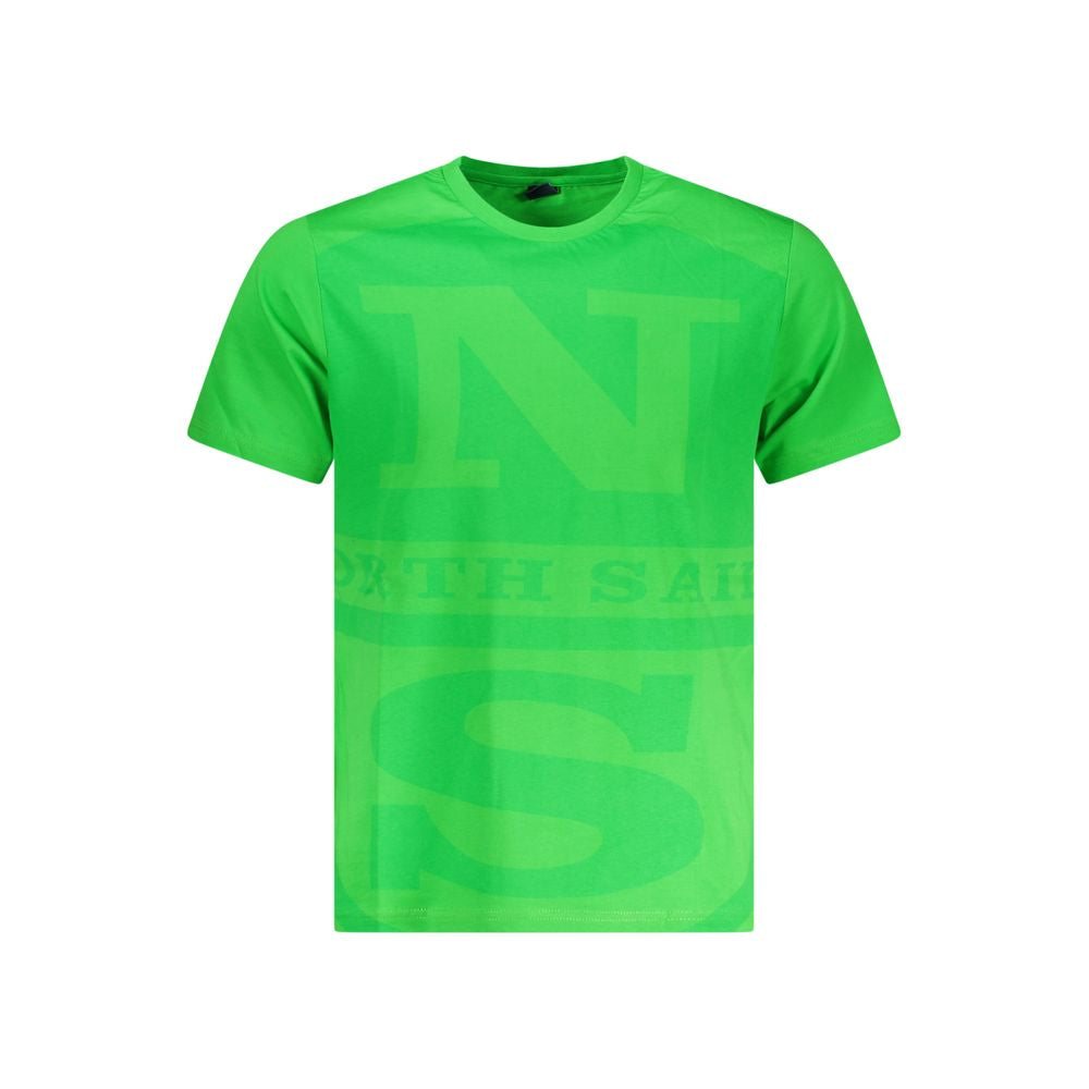 North Sails Verde cotton men's T-shirt, casual fit with short sleeves and crew neckline, in green color.