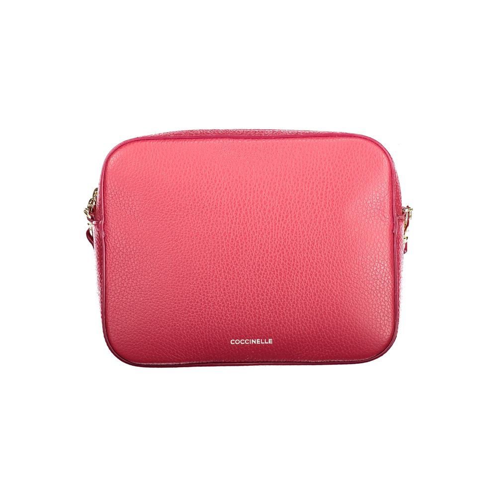 Coccinelle Rosso leather woman bag with silver hardware, featuring a structured design and top handle for elegant carry.