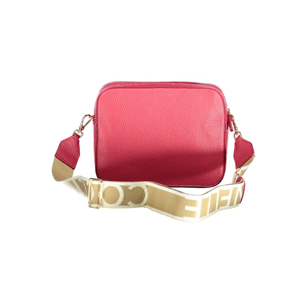 Coccinelle Rosso leather woman bag with silver hardware and sleek design, featuring a top handle and side pockets.