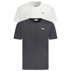 Black organic cotton men's T-shirt by Fila, featuring a comfortable fit and classic design.