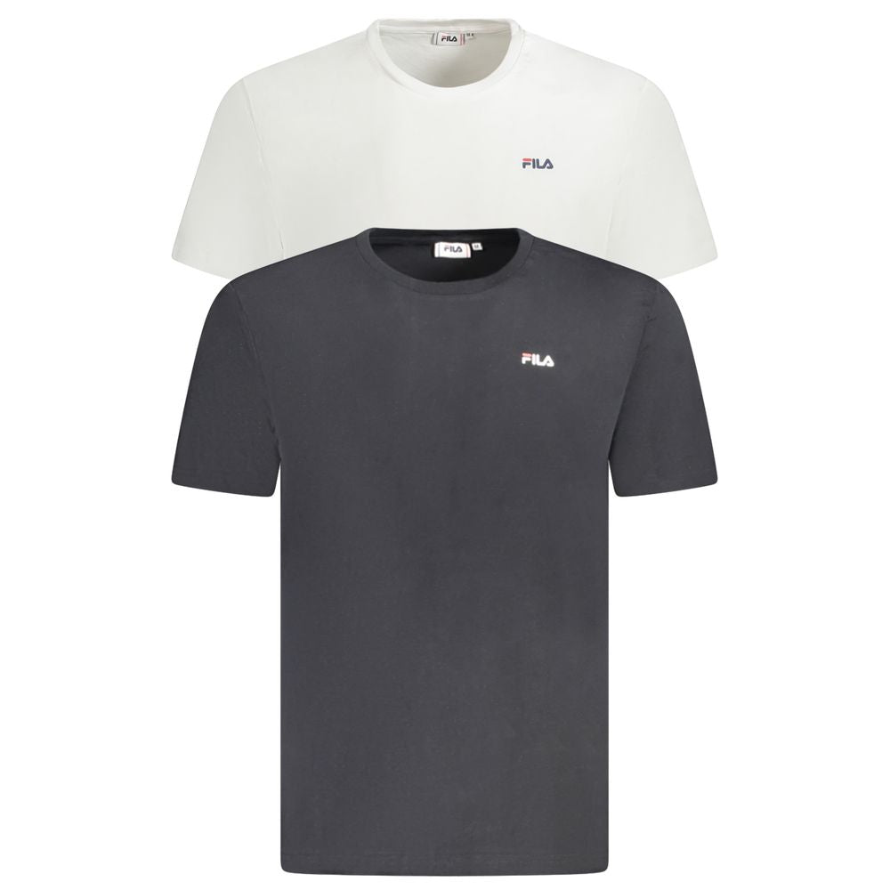 Black organic cotton men's T-shirt by Fila, featuring a comfortable fit and classic design.
