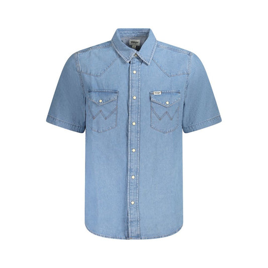 Wrangler Light Blue Cotton Men Shirt Wrangler
