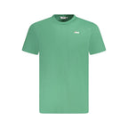 Green Fila organic cotton men's T-shirt displayed flat, showcasing the casual fit and soft fabric.