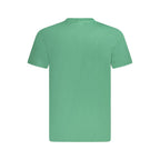Green Fila men's organic cotton T-shirt with short sleeves and crew neck, showcasing a comfortable, casual fit.