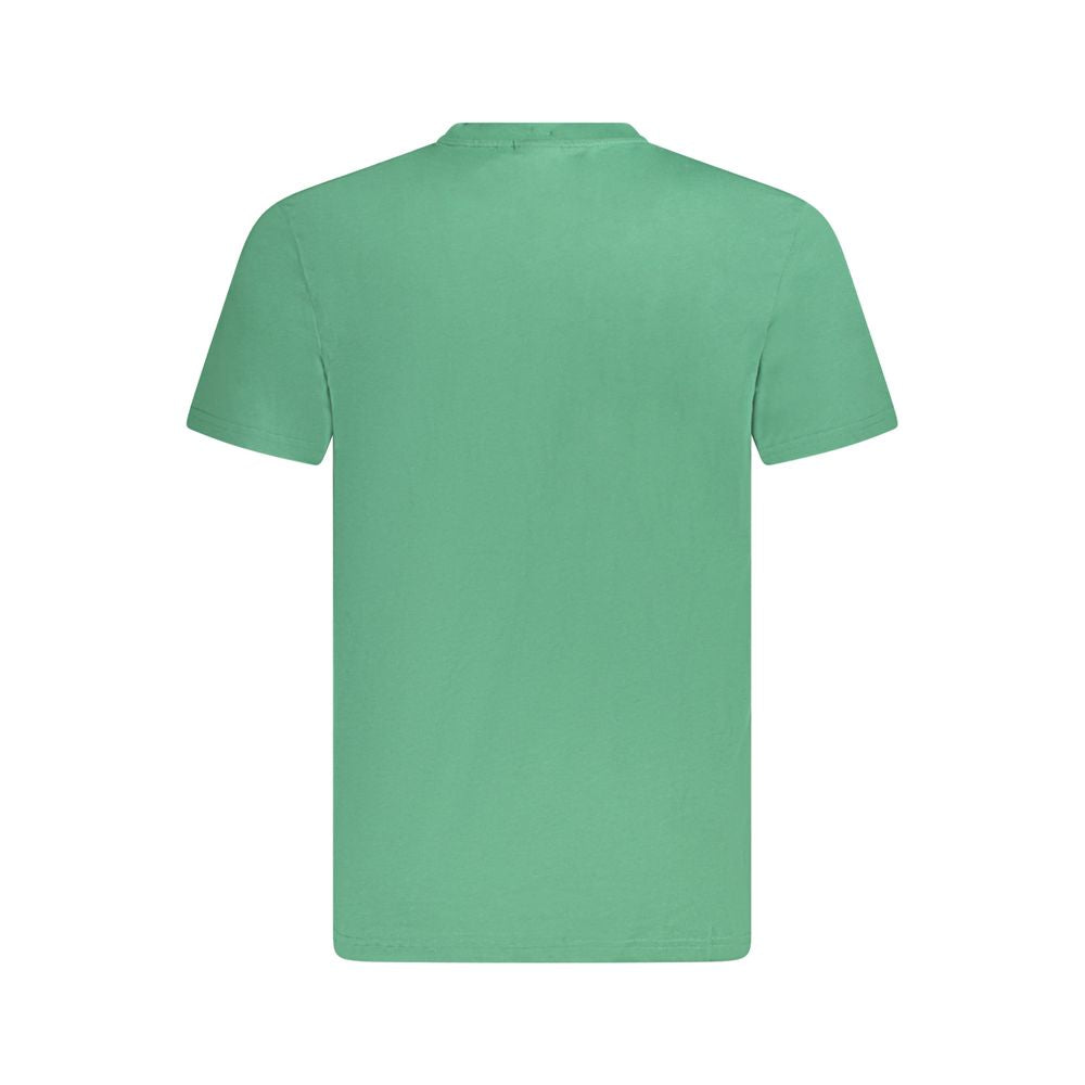 Green Fila men's organic cotton T-shirt with short sleeves and crew neck, showcasing a comfortable, casual fit.