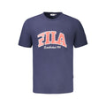 Fila Blu cotton Uomo T-shirt with round neckline and short sleeves, featuring a classic fit and logo detail.