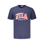 Fila Blu cotton Uomo T-shirt with round neckline and short sleeves, featuring a classic fit and logo detail.