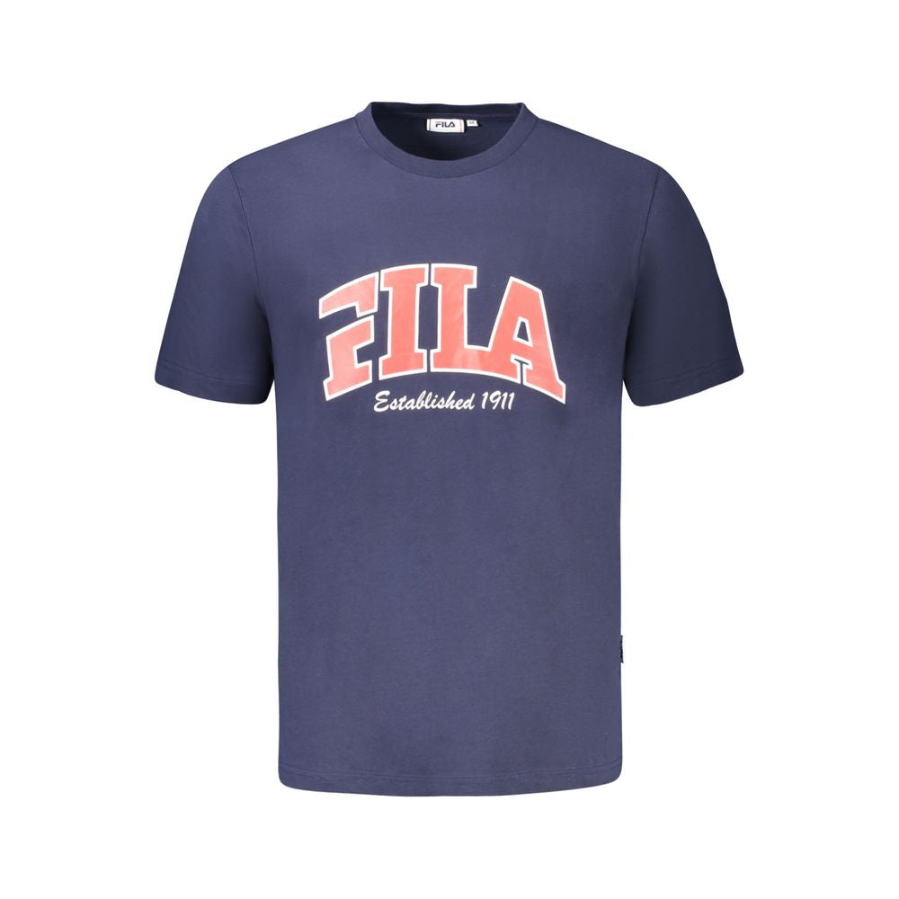 Fila Blu cotton Uomo T-shirt with round neckline and short sleeves, featuring a classic fit and logo detail.
