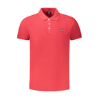 Norway 1963 Rosso Cotone men's polo shirt in red cotton with a classic collar and short sleeves, displayed flat.