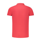 Norway 1963 Rosso Cotone men's polo shirt in red with a classic collar and short sleeves, displayed flat on a white background.