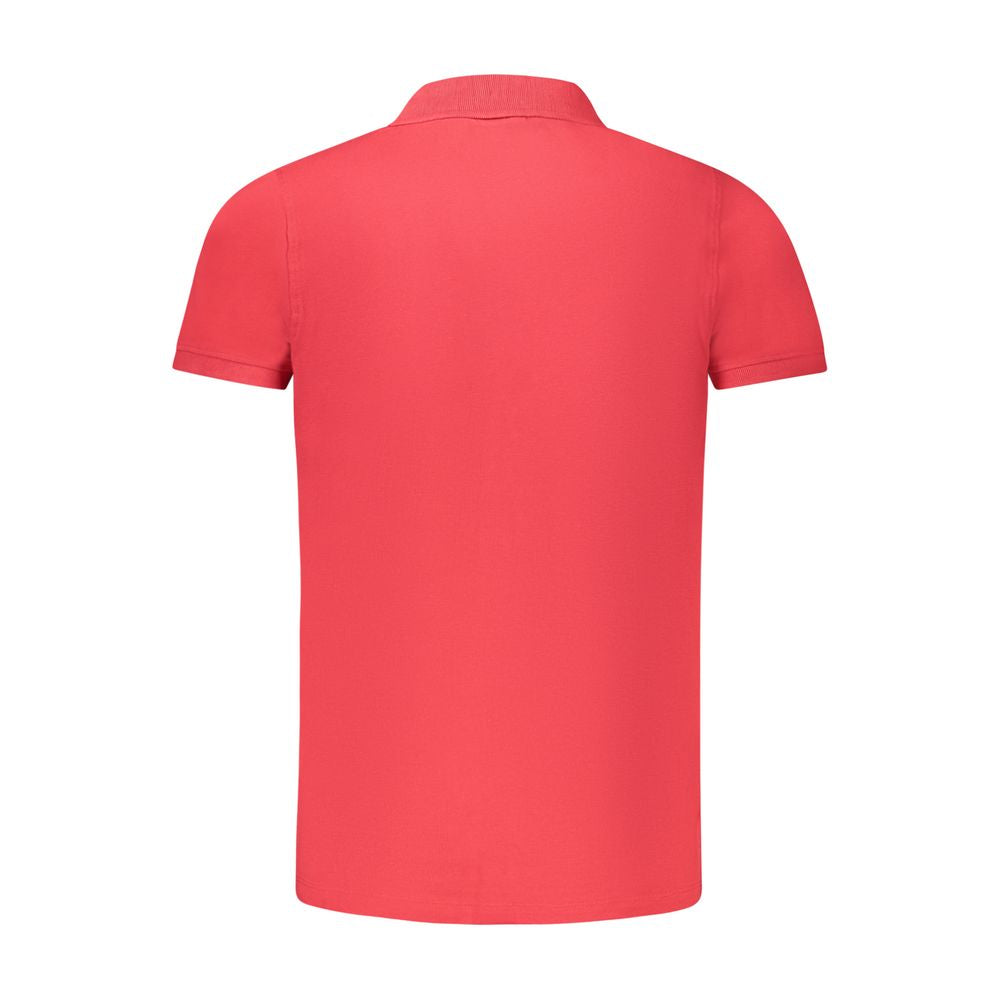 Norway 1963 Rosso Cotone men's polo shirt in red with a classic collar and short sleeves, displayed flat on a white background.