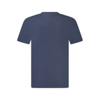 Blue cotton men's T-shirt by Timberland featuring a classic fit and crew neckline, displayed flat on a white background.