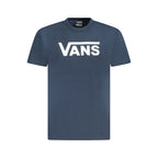 Vans blue cotton men's T-shirt with short sleeves and round neckline, casual apparel for everyday wear.