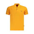 Napapijri men's orange cotton polo shirt with a classic collar and short sleeves, casual and comfortable for everyday wear.