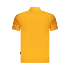 Napapijri men's orange cotton polo shirt with a classic collar and short sleeves, shown on a plain background.