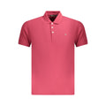 Red cotton men's polo shirt by Napapijri, featuring a classic collar and short sleeves, displayed on a neutral background.
