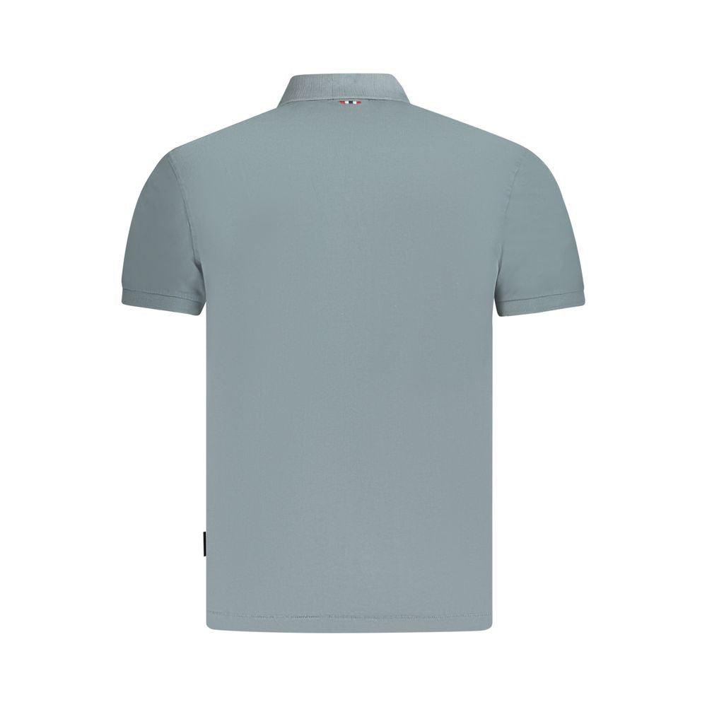 Men's Napapijri Grigio cotton polo shirt with a classic collar and short sleeves, displayed on a neutral background.