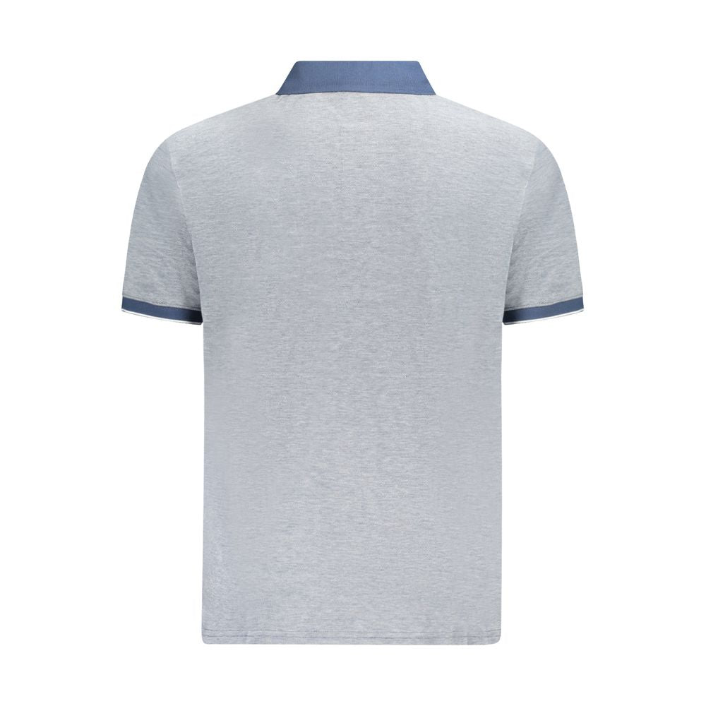 Timberland blue cotton men's polo shirt with collar and short sleeves, casual and comfortable men's fashion top.