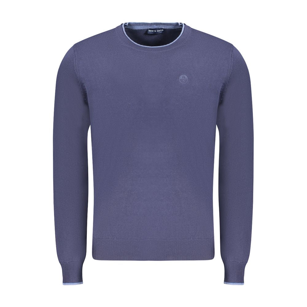 Blue cotton men's sweater by North Sails, featuring a classic crewneck design and textured knit fabric.
