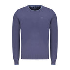 Blue cotton men's sweater by North Sails, featuring a classic crewneck design and textured knit fabric.
