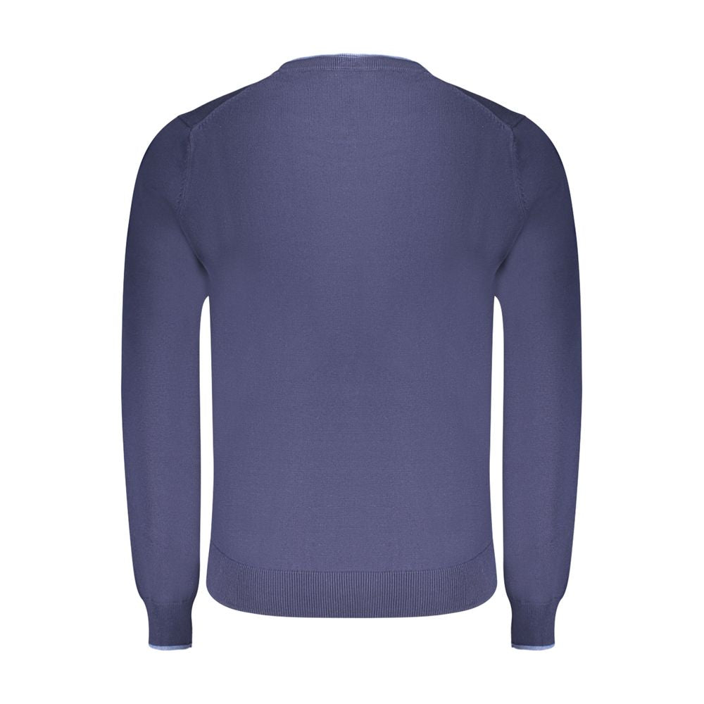 North Sails blue cotton men's sweater featuring a classic crewneck design and ribbed cuffs.