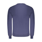 North Sails blue cotton men's sweater featuring a classic crewneck design and ribbed cuffs.