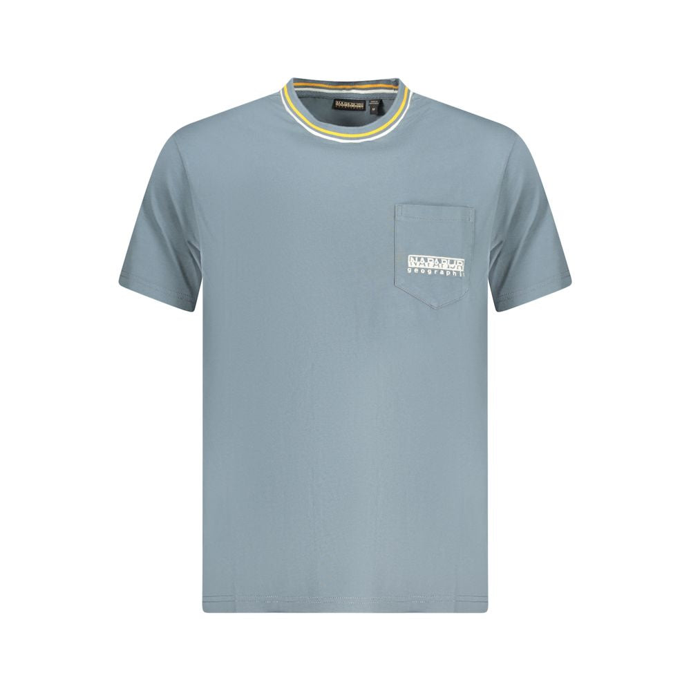 Men's Napapijri Grigio organic cotton T-shirt with crew neck and short sleeves, laid flat on a neutral background.