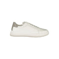 Calvin Klein white polyurethane men's sneaker with sleek design and laces, perfect for casual and sporty outfits.