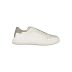 Calvin Klein white polyurethane men's sneaker with sleek design and laces, perfect for casual and sporty outfits.