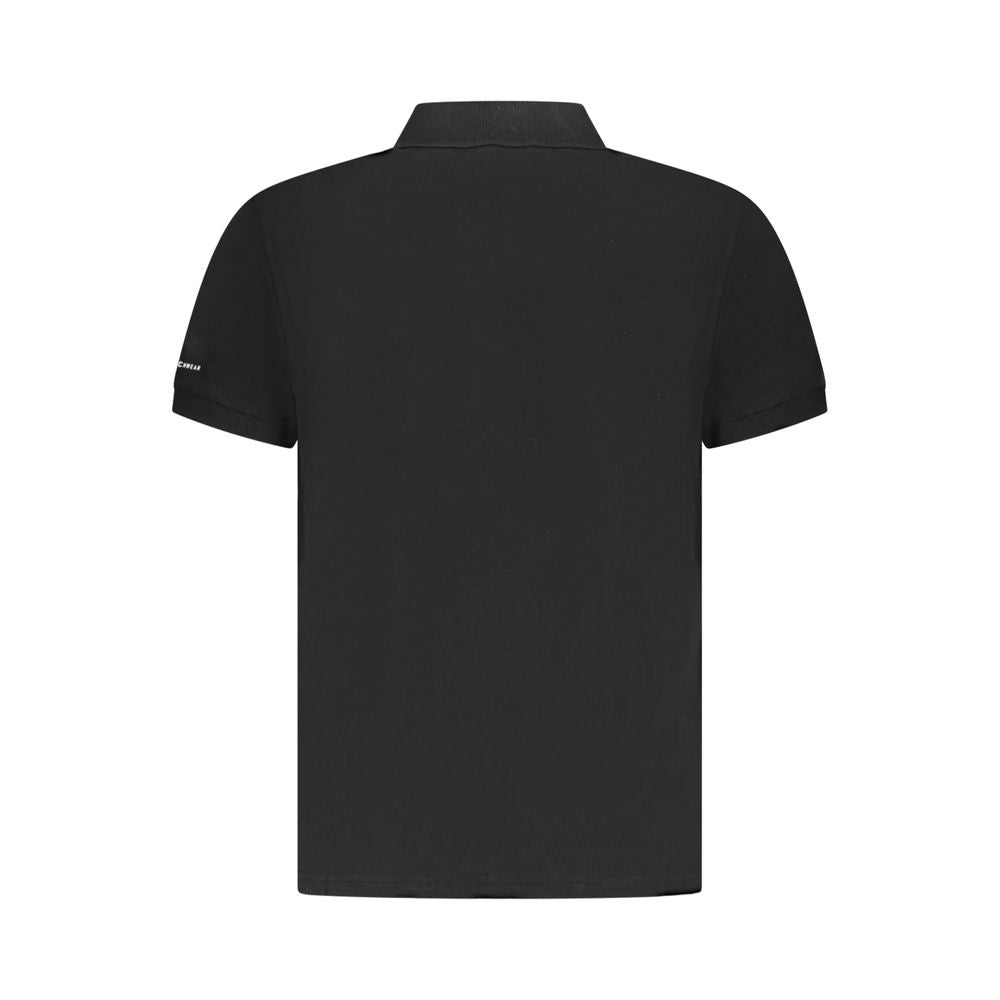 Black cotton men's polo shirt by Trussardi with a classic collar and short sleeves, featuring the Trussardi logo detail.