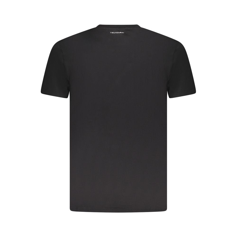 Black Trussardi Nero cotton men's T-shirt with classic crew neck and subtle branding, displayed on a plain background.