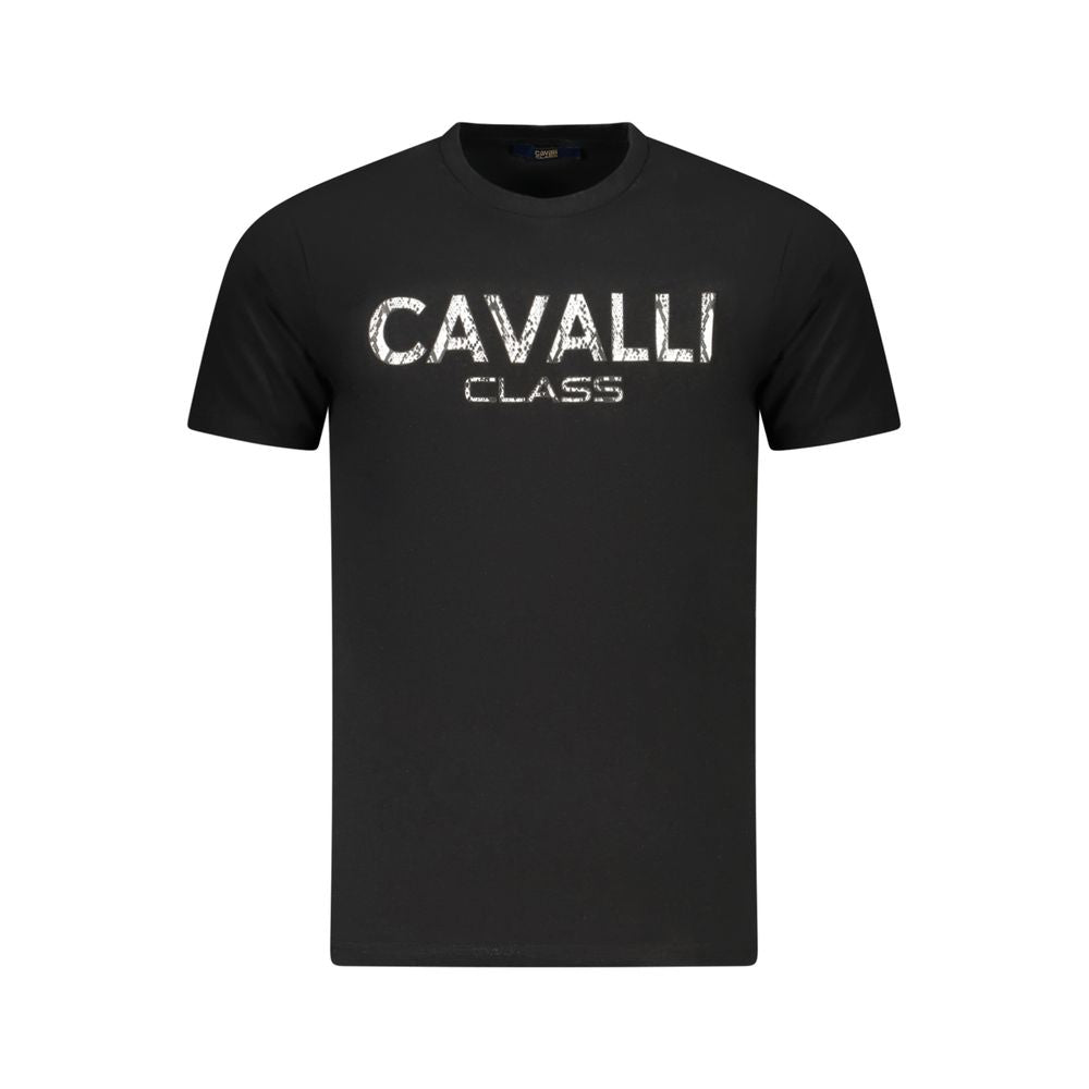 Cavalli Class Black Cotton Men T-Shirt Cavalli Class