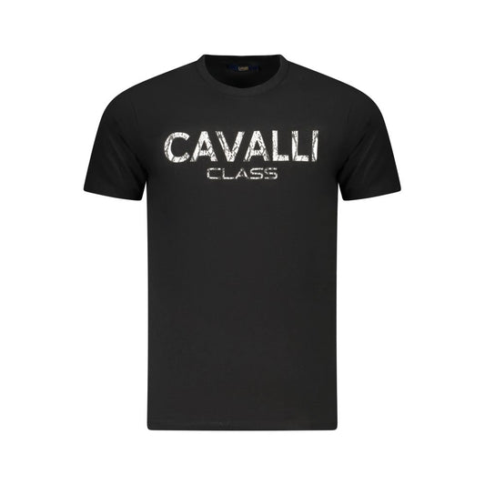 Cavalli Class Black Cotton Men T-Shirt Cavalli Class