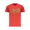 Cavalli Class Rosso cotton men's T-shirt with short sleeves and crew neckline, featuring a simple, stylish design.