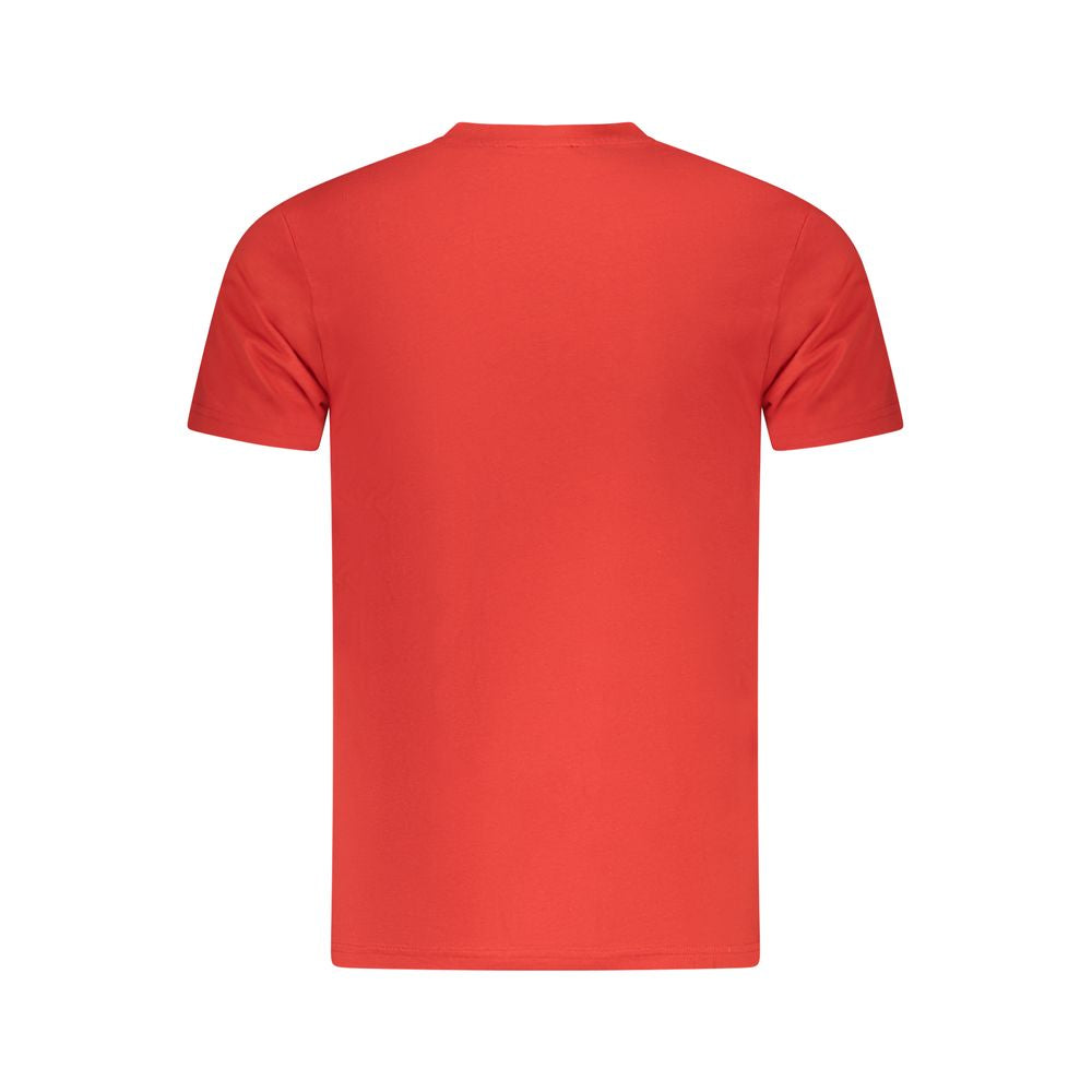 Cavalli Class Rosso cotton men's T-shirt with short sleeves and crew neck, featuring a simple, stylish design.