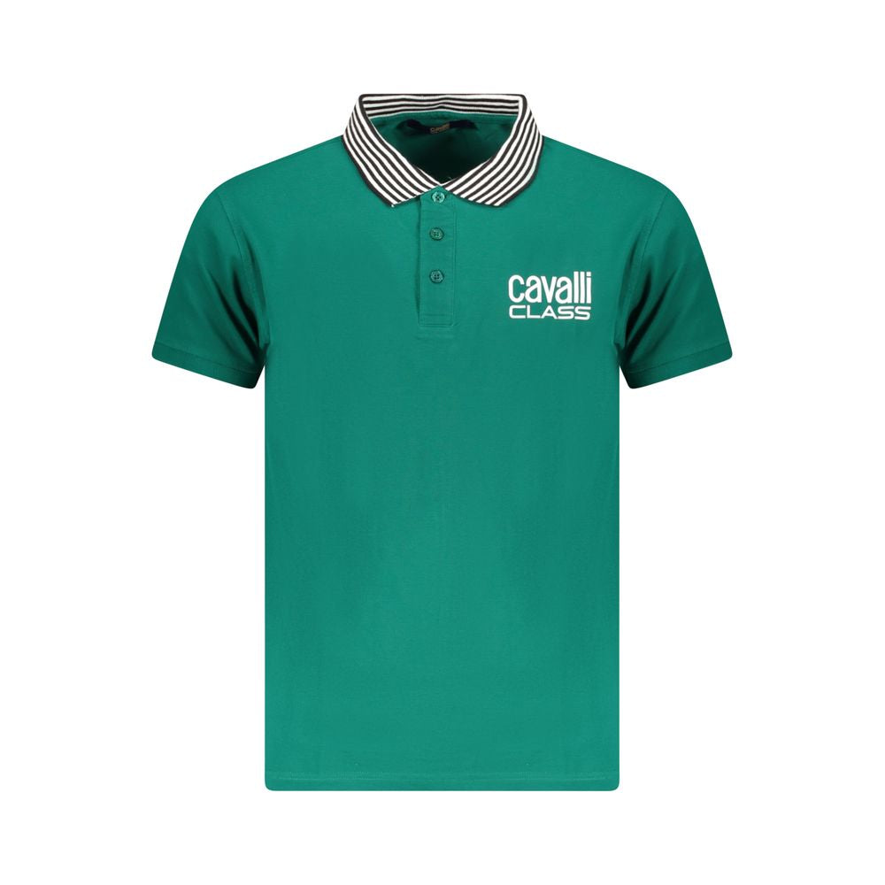 Black cotton men's T-shirt by Cavalli Class, featuring a classic fit and simple design, shown on a plain background.