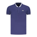 Cavalli Class Blu cotton men's polo shirt with collar and short sleeves, featuring a classic fit and subtle branding.