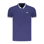 Cavalli Class Blu cotton men's polo shirt with collar and short sleeves, featuring a classic fit and subtle branding.