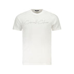 White cotton men's T-shirt by Cavalli Class with a classic crew neck and minimalist design.