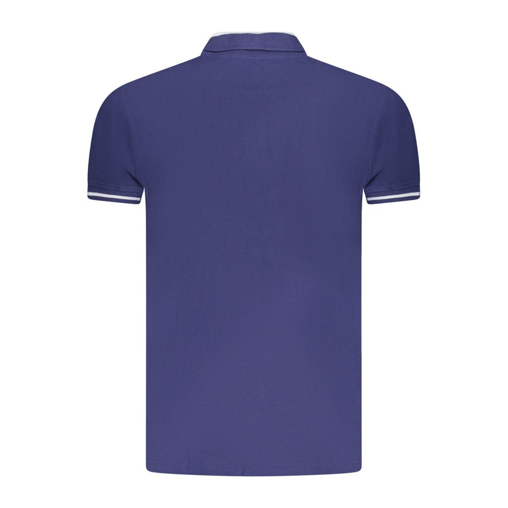 Cavalli Class men's blue cotton polo shirt with collar and short sleeves, stylish and comfortable for casual wear.