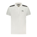 White cotton men's polo shirt by Cavalli Class, featuring a classic collar and short sleeves, displayed flat.